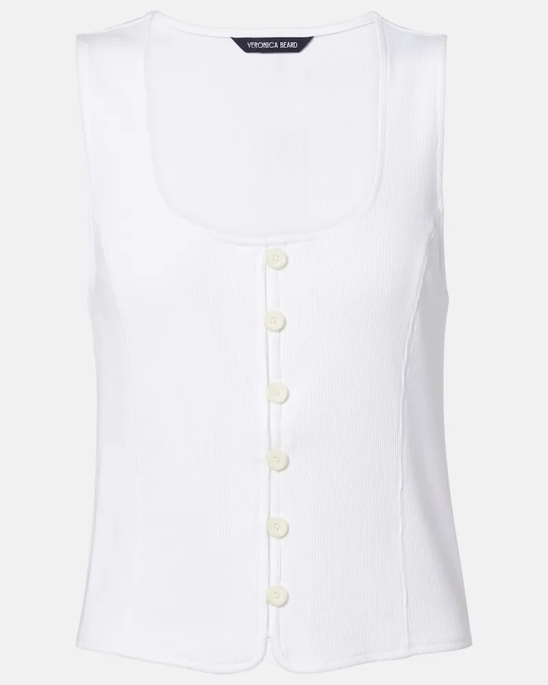Veronica Beard Top Quenby aus Rippstrick Weiß