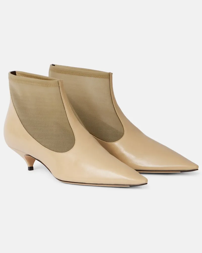 The Row Ankle Boots aus Mesh und Leder Beige