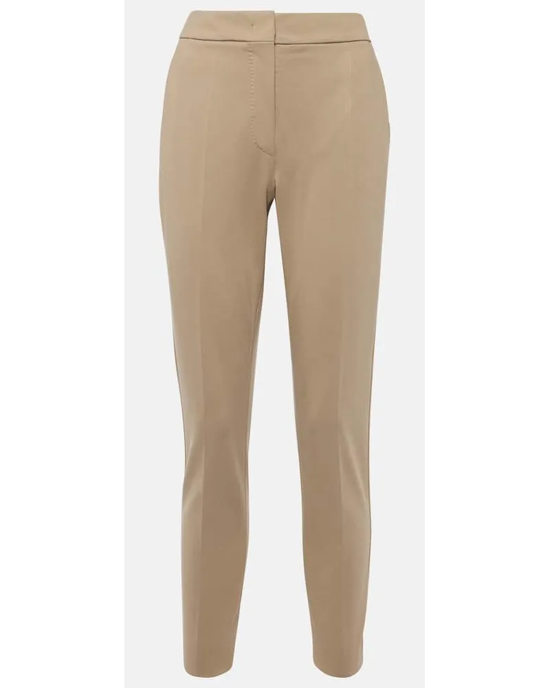 Max Mara Schmale Cropped-Hose Pegno aus Jersey Beige