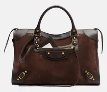 Tote Bag Le City Medium aus Veloursleder und Leder