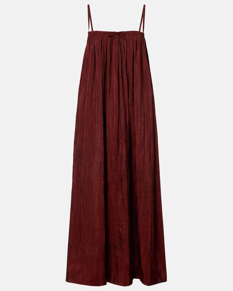 Saint Laurent Midikleid aus Taft Burgunderrot