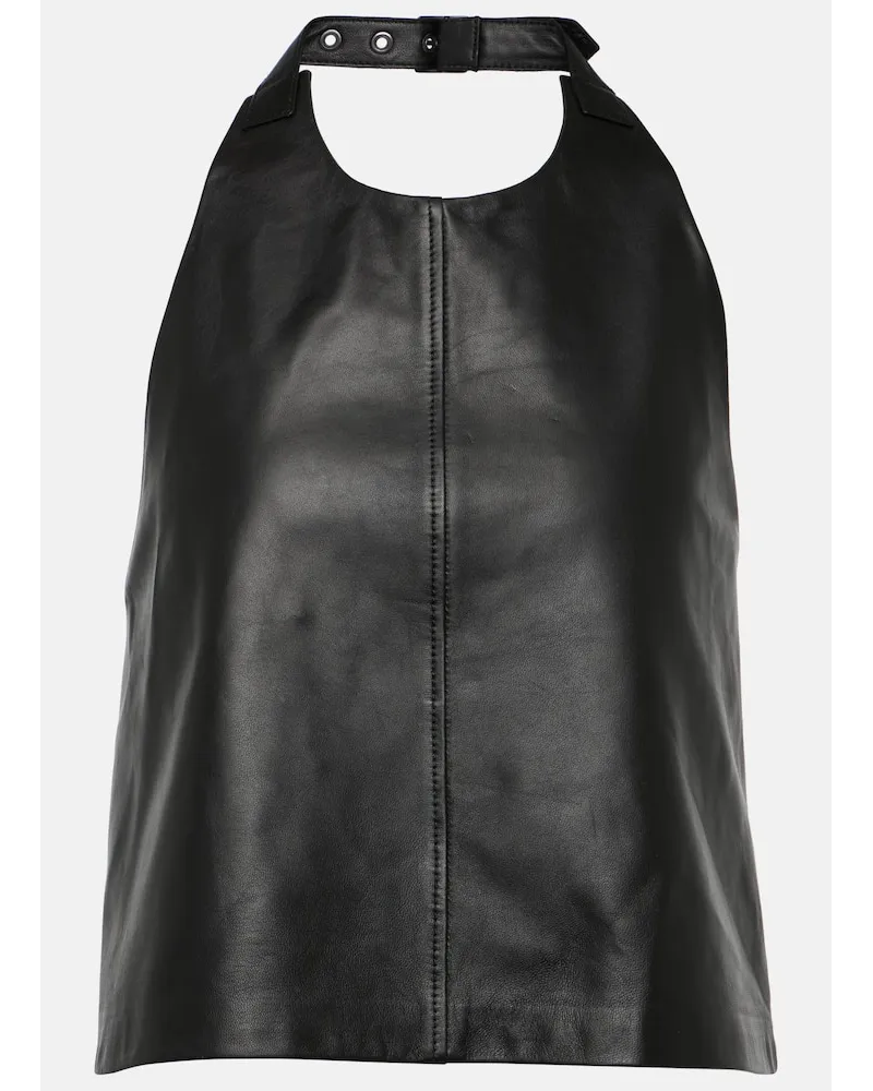 WARDROBE.NYC Top aus Leder Schwarz