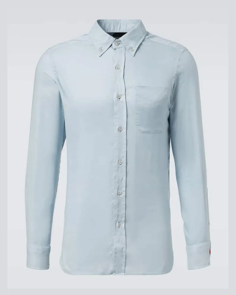 Tom Ford Hemd aus Twill Blau
