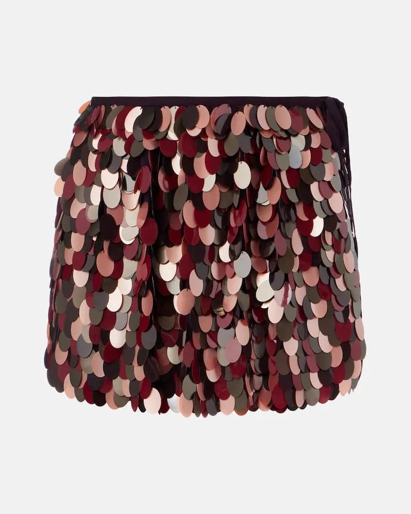 Dries van Noten Minirock mit Pailletten Burgunderrot