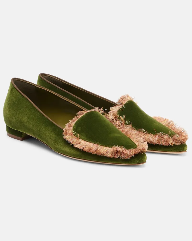 Manolo Blahnik Slip-Ons Agofran aus Samt Grün