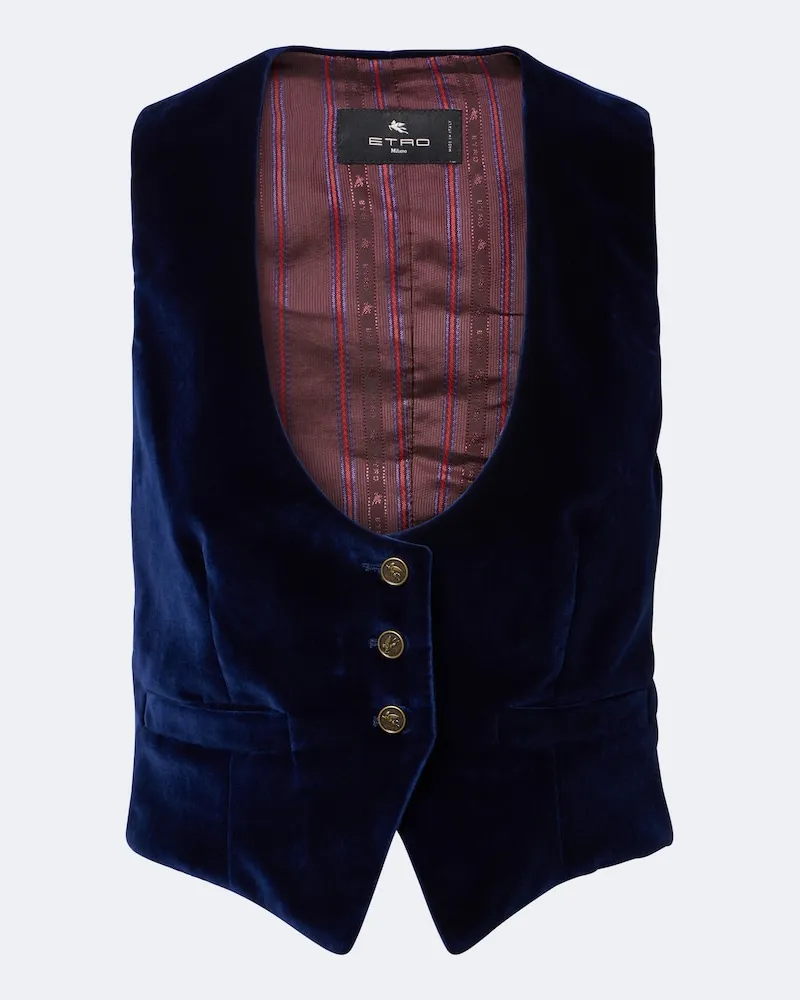 Etro Weste aus Baumwollsamt Blau