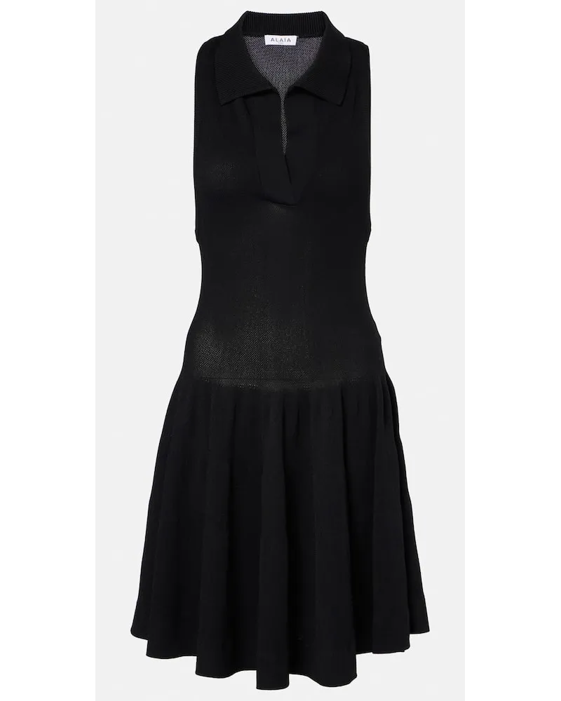 Alaïa Alaïa Polokleid aus Piqué Schwarz