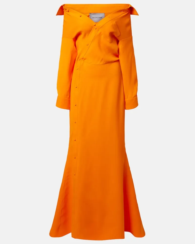 Balenciaga Off-Shoulder-Robe aus Seide Orange