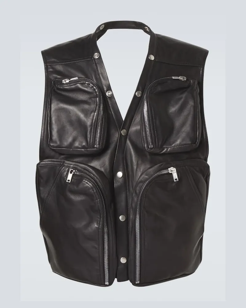 Rick Owens Weste aus Leder Schwarz