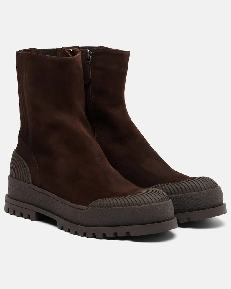 Aquazzura Ankle Boots Rugged aus Veloursleder Braun