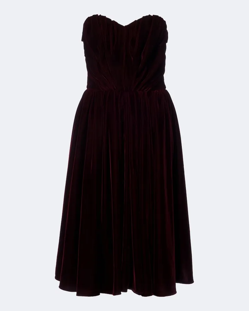 Dolce & Gabbana Bustier-Kleid aus Samt Burgunderrot