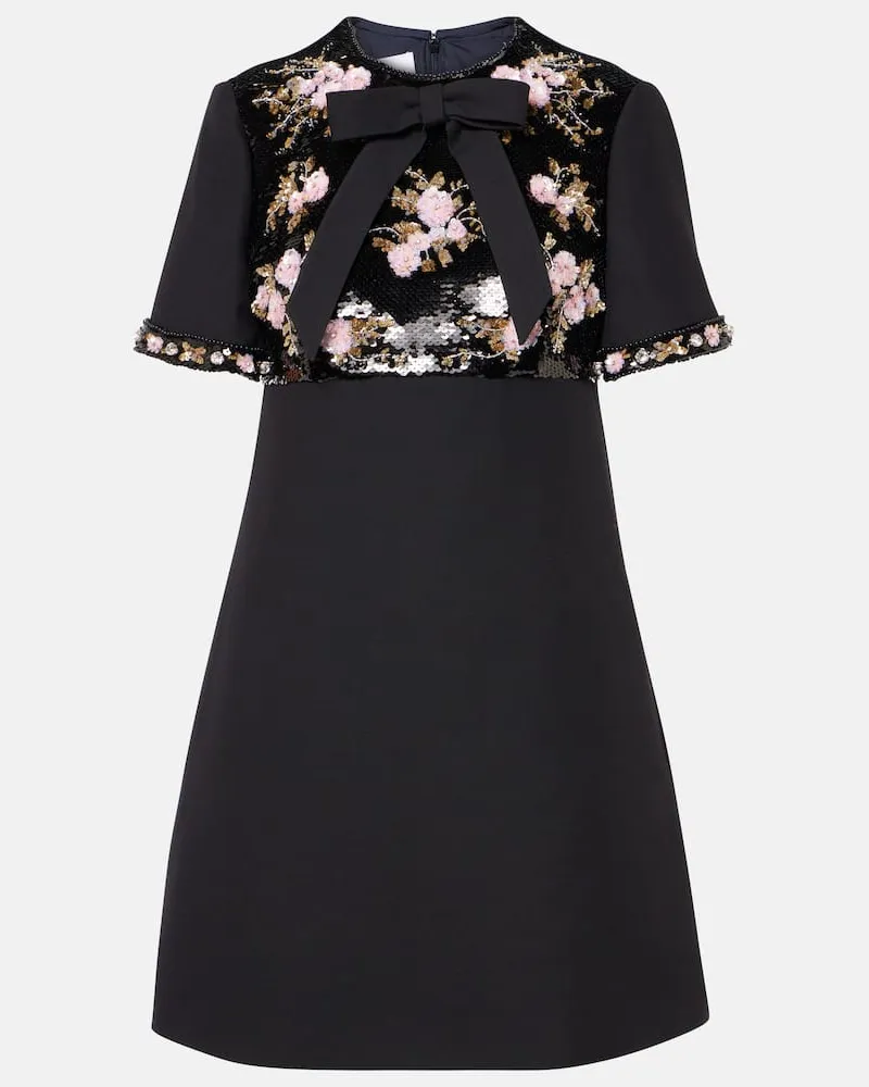 Valentino Garavani Verziertes Minikleid aus Crepe Couture Schwarz