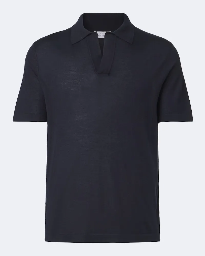 Gabriela Hearst Poloshirt Stendahal aus Kaschmir und Seide Blau
