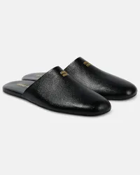 Miu Miu Slippers aus Leder Schwarz