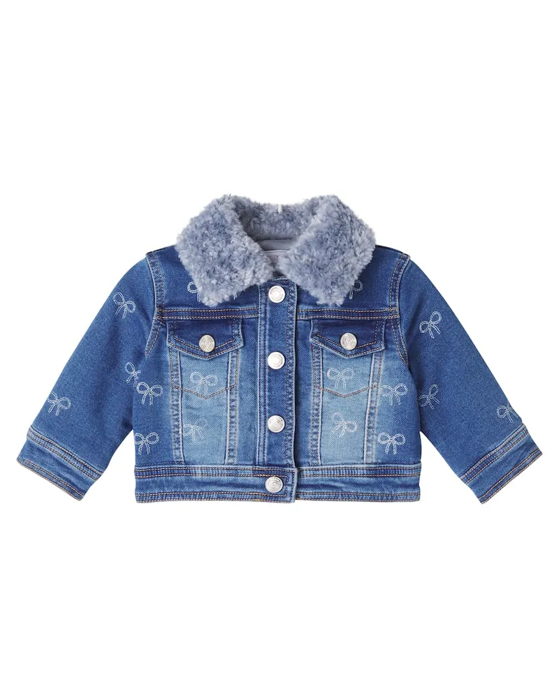 Monnalisa Baby Bestickte Jeansjacke Blau