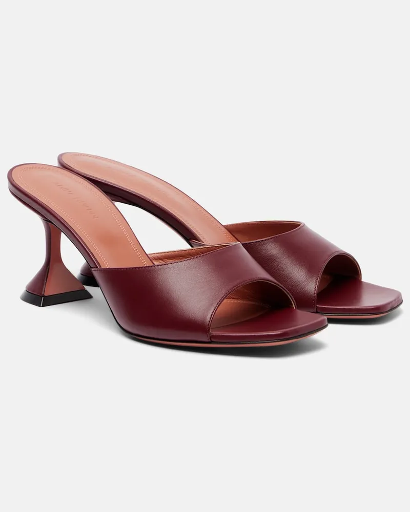 Amina Muaddi Pantoletten Lupita 70 aus Leder Burgunderrot