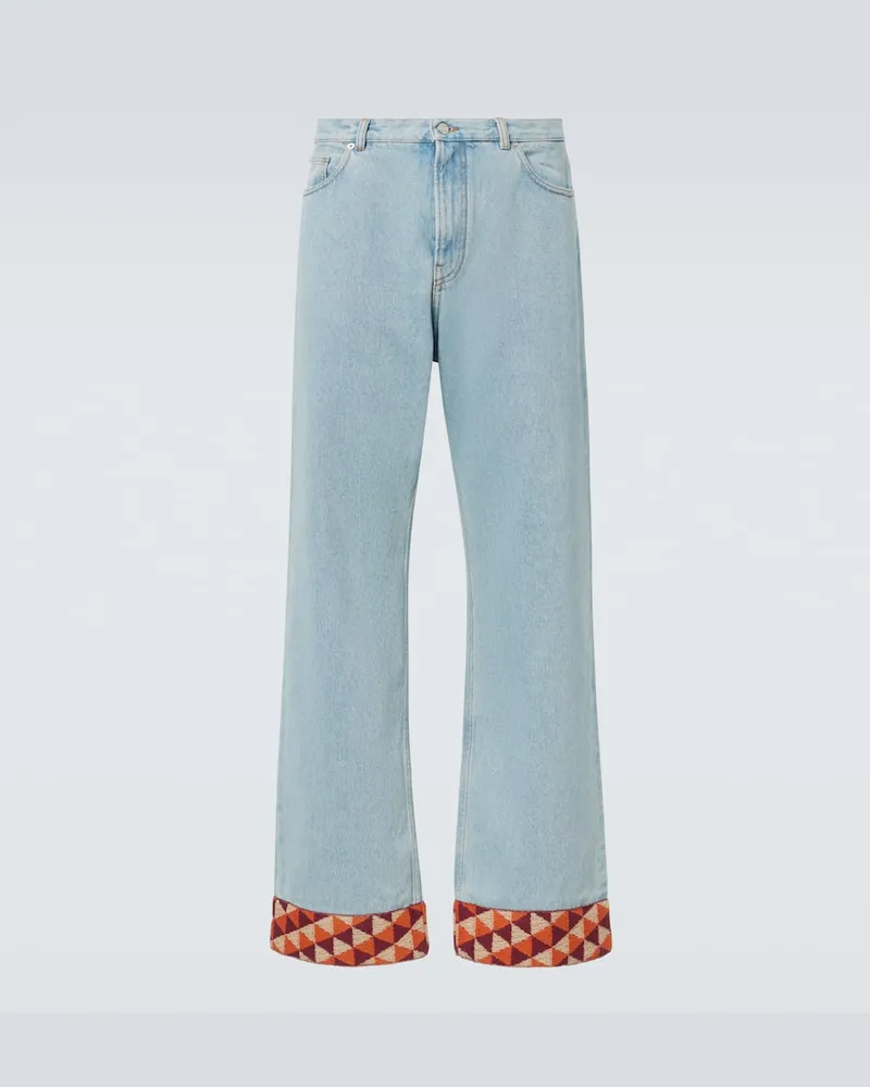 Valentino Garavani Wide-Leg Jeans mit Jacquard Blau
