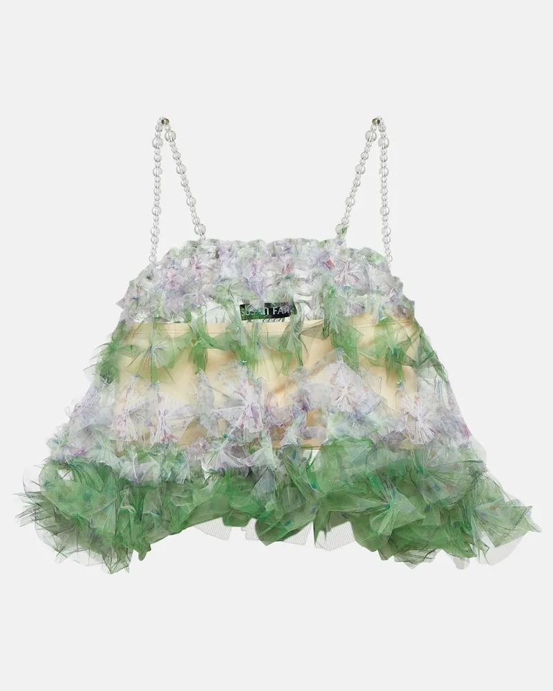 Susan Fang Verziertes Cropped-Top aus Tüll Multicolor