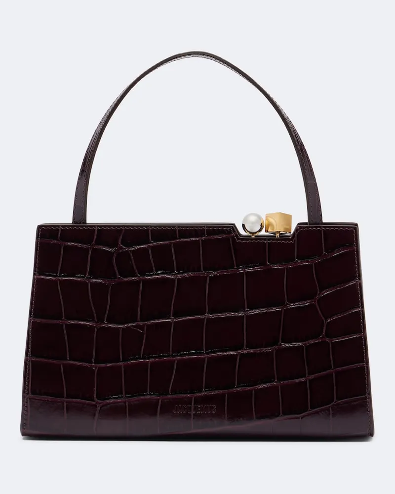 Jacquemus Schultertasche Salon aus Leder Burgunderrot