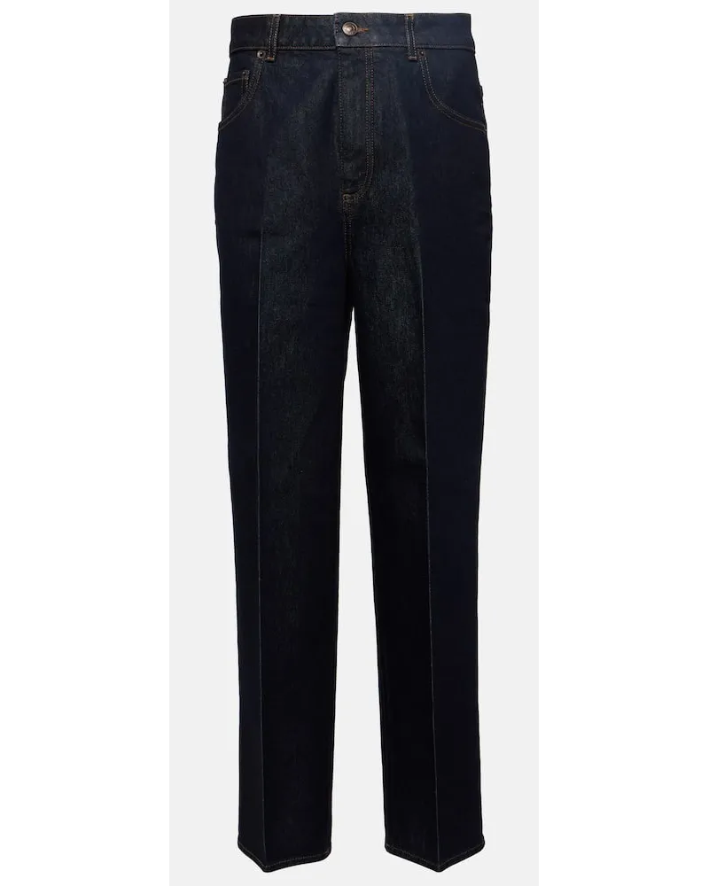 Loro Piana High-Rise Cropped Straight Jeans Blau