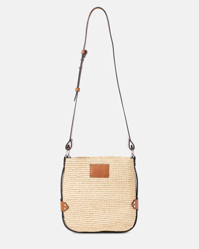 Isabel Marant Schultertasche Bayia Mini aus Raffiabast Beige
