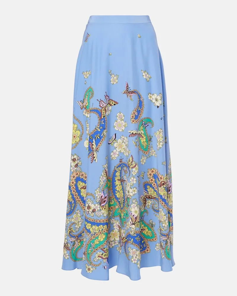 Etro Maxirock aus Seide Blau