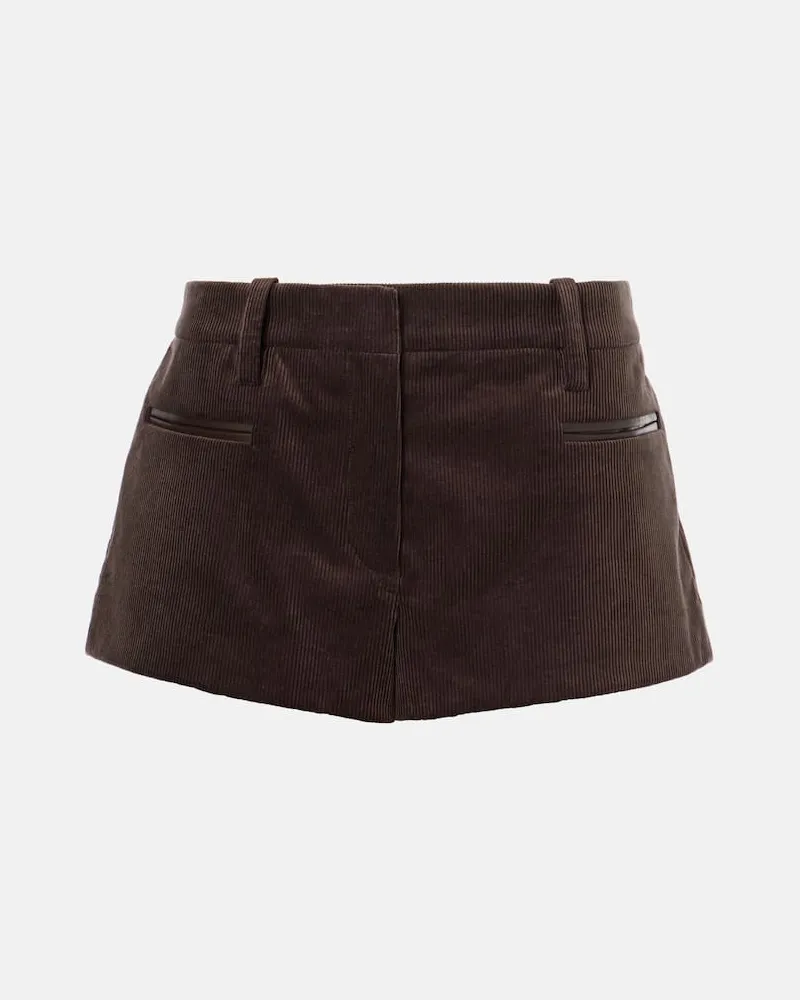 Magda Butrym Shorts aus Baumwoll-Cord mit Leder Braun