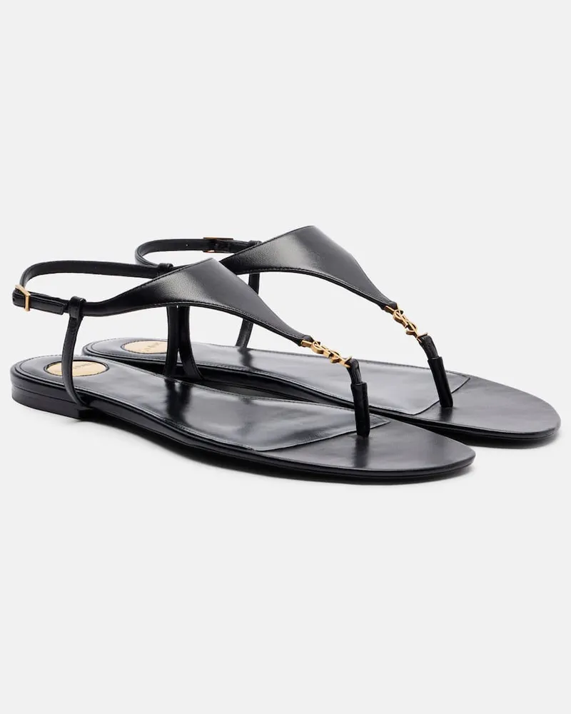 Saint Laurent Sandalen Cassandre aus Leder Schwarz
