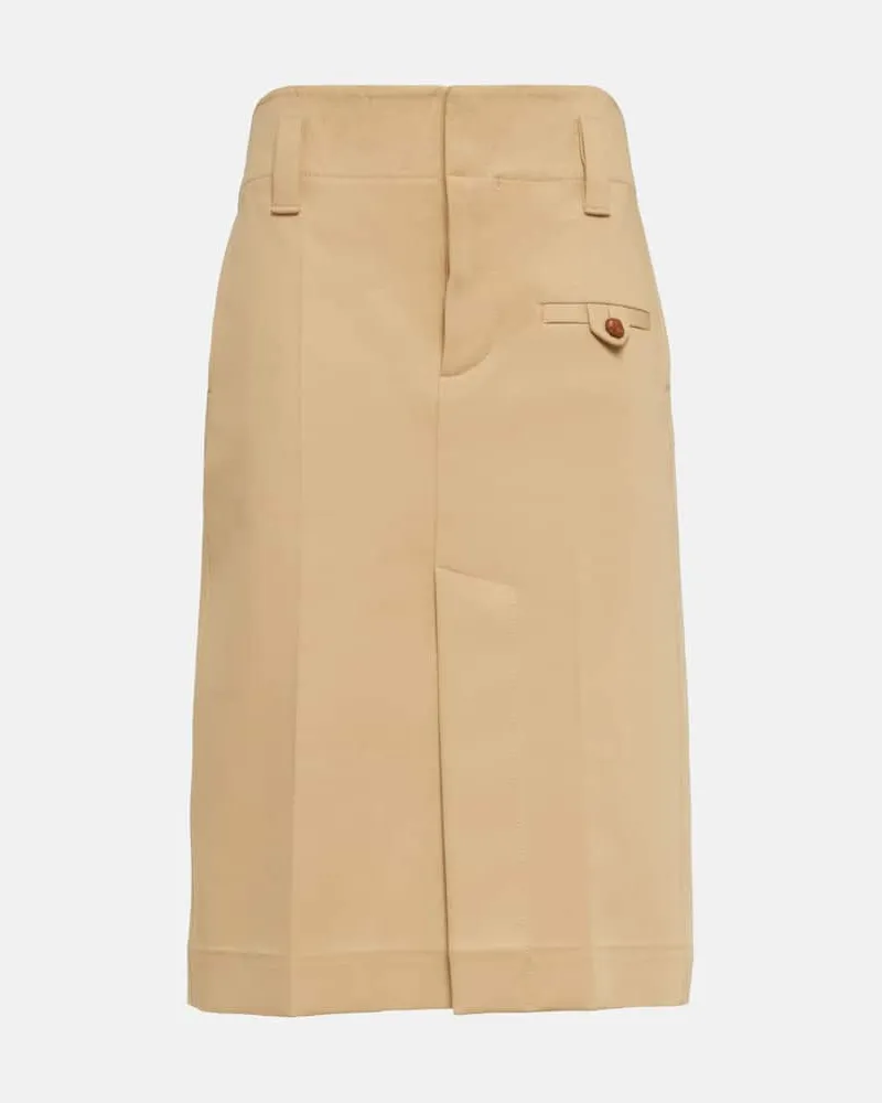 Bottega Veneta Bleistiftrock aus Baumwoll-Canvas Beige