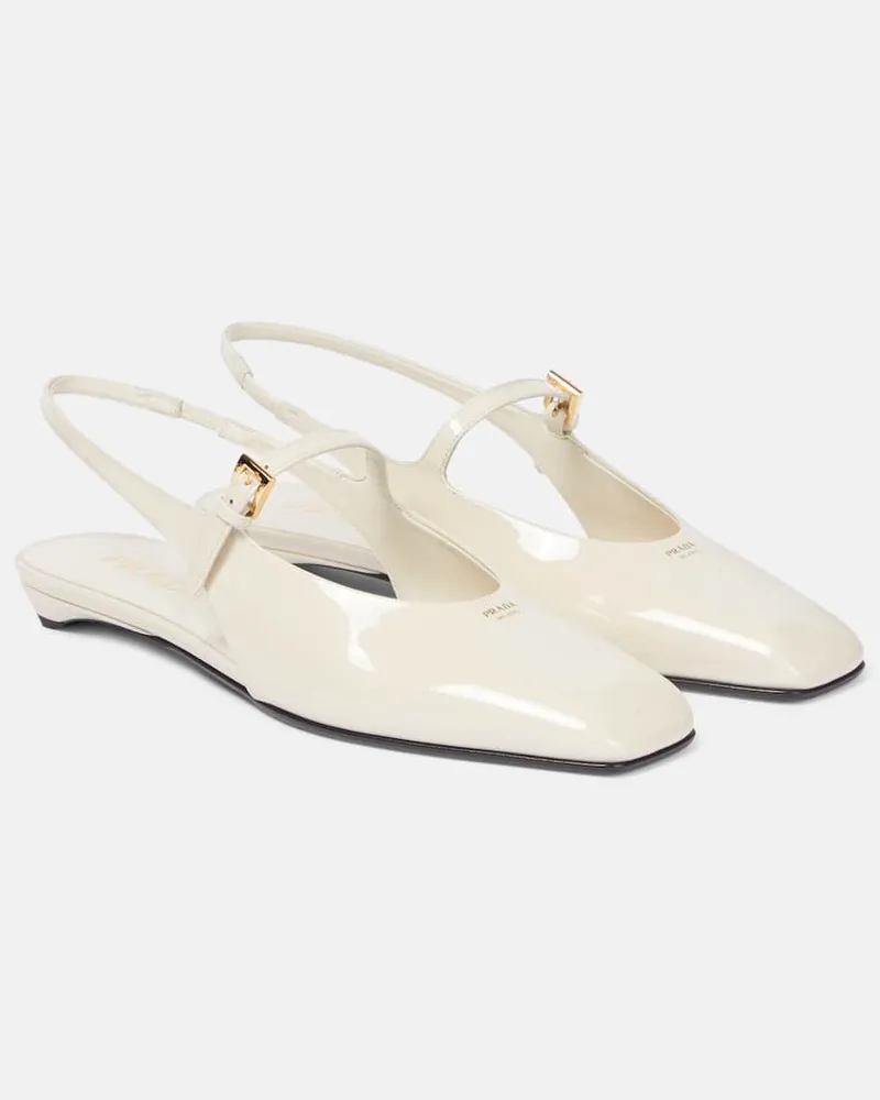 Prada Slingback-Ballerinas aus Lackleder Weiß