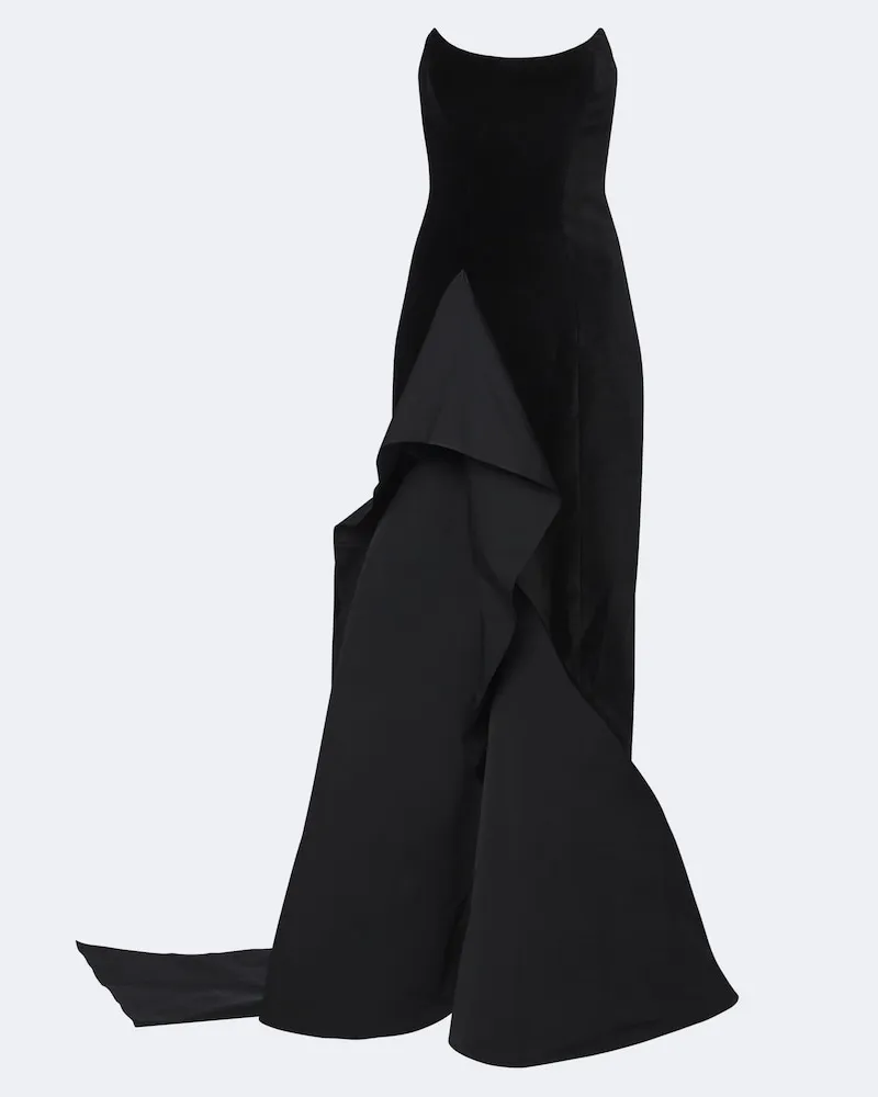 Safiyaa Bustier-Robe Fianne aus Samt und Faille Schwarz