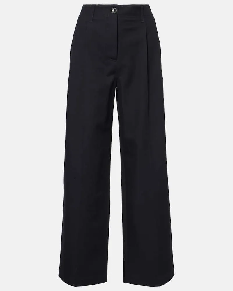 Totême Mid-Rise-Hose aus Baumwoll-Twill Blau