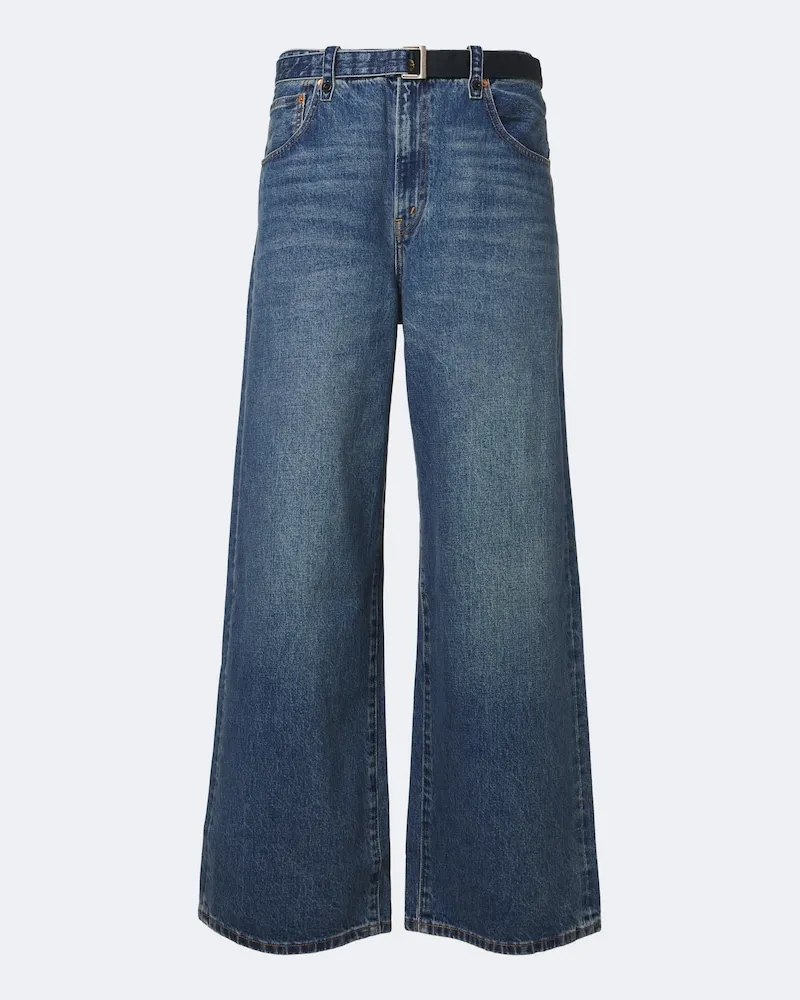 Sacai Wide-Leg Jeans Blau