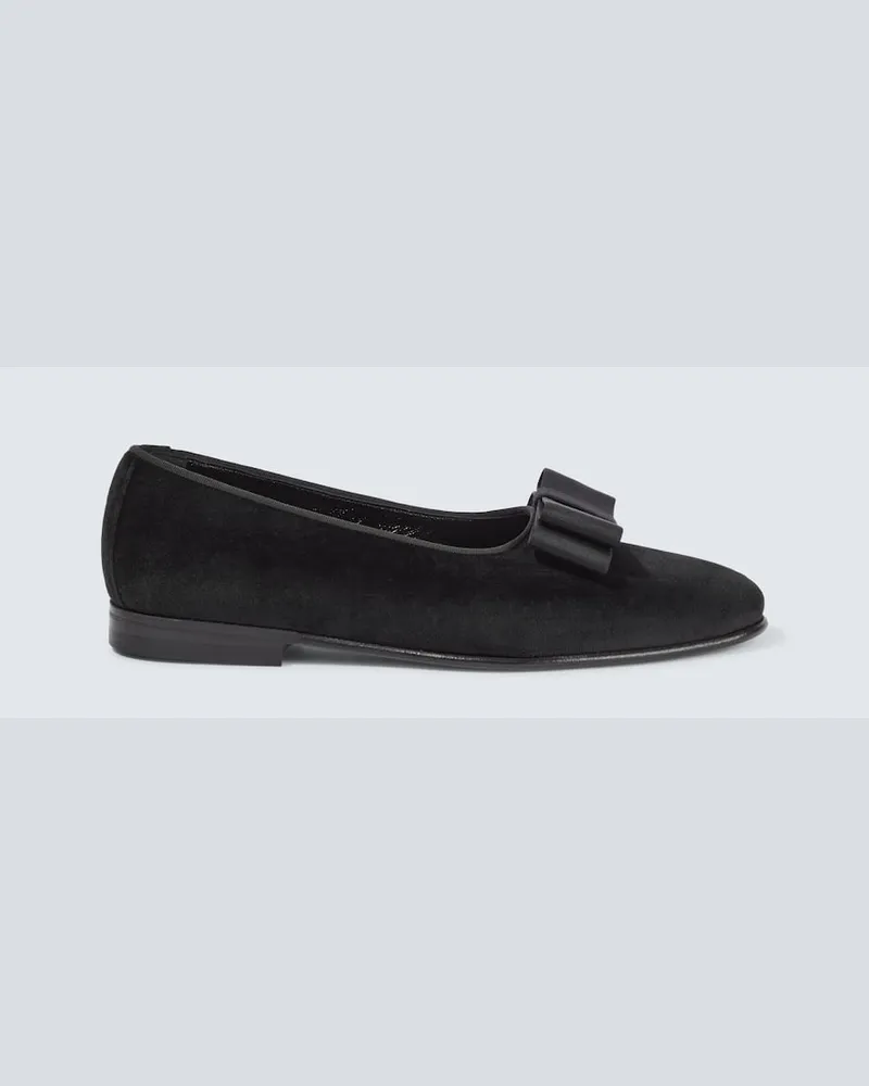 Manolo Blahnik Slip-Ons Toro aus Veloursleder Schwarz