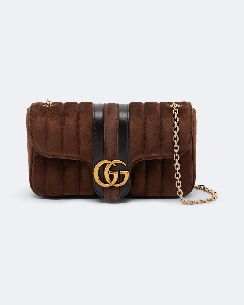 Gucci Schultertasche Jetset GG Marmont Small Braun