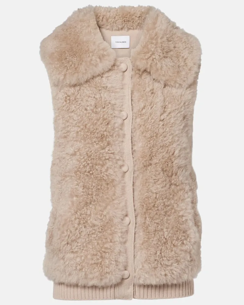Yves Salomon Weste aus Shearling Beige