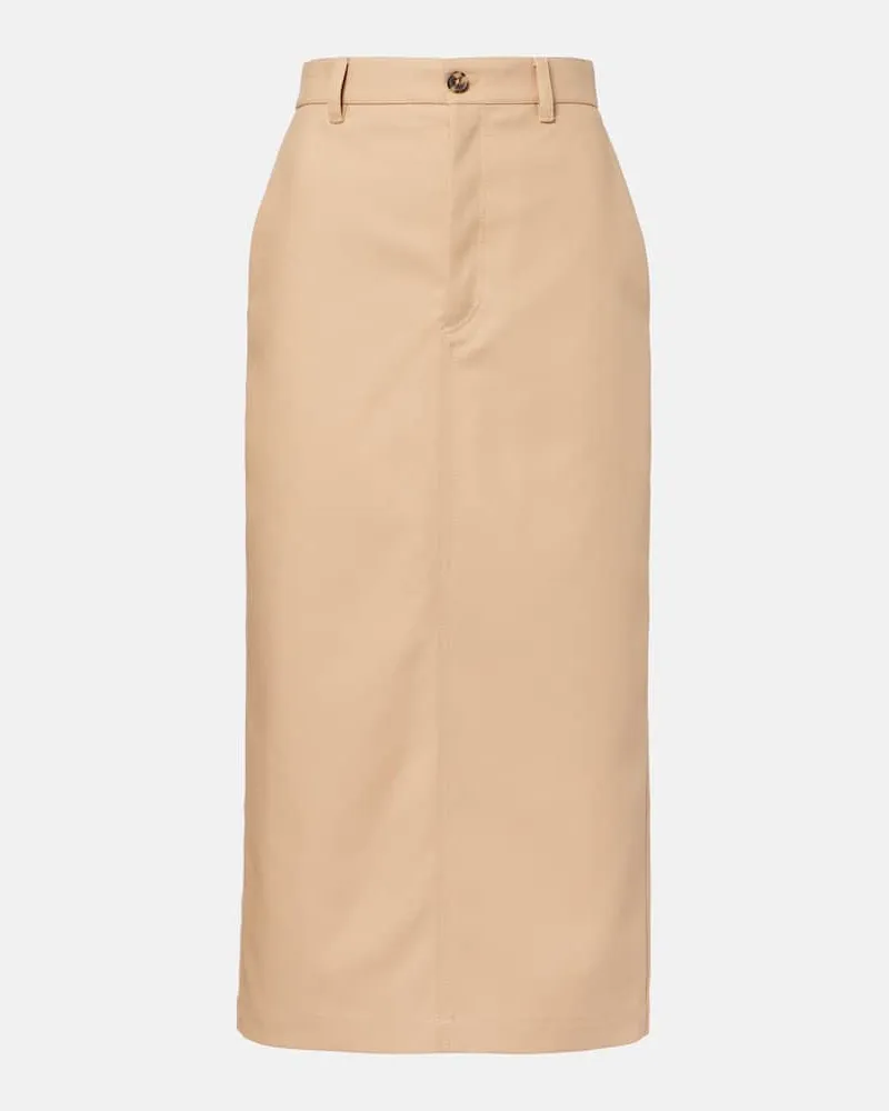 WARDROBE.NYC High-Rise-Midirock aus Baumwolle Beige