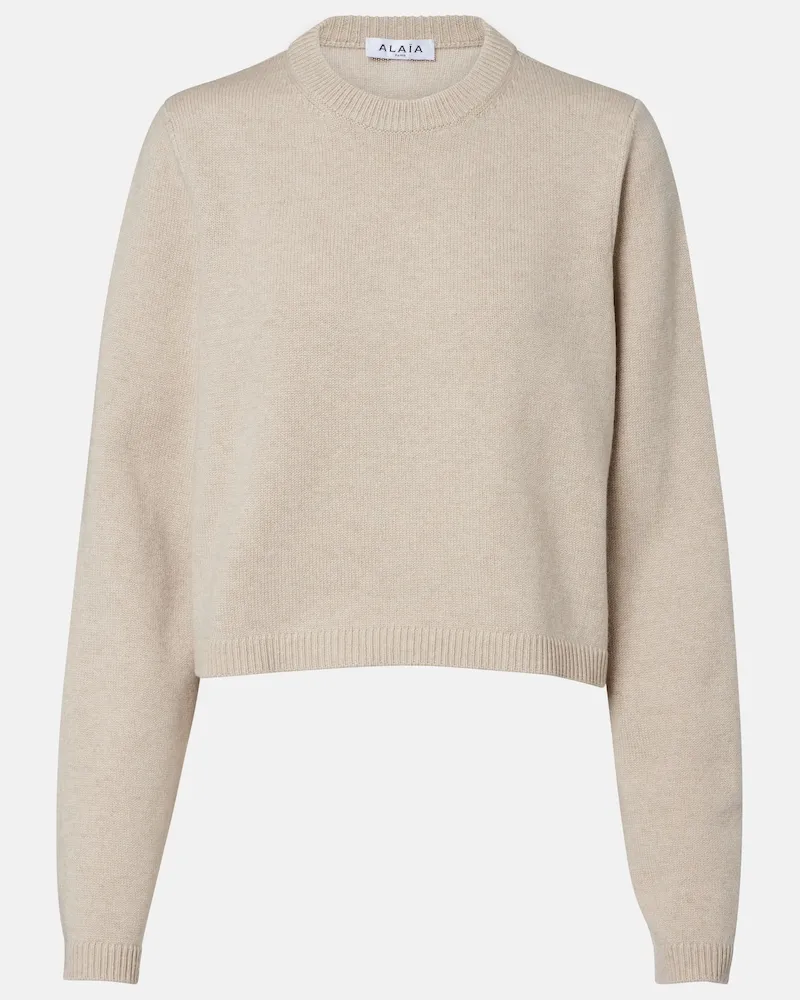 Alaïa Alaïa Pullover aus Kaschmir und Wolle Beige