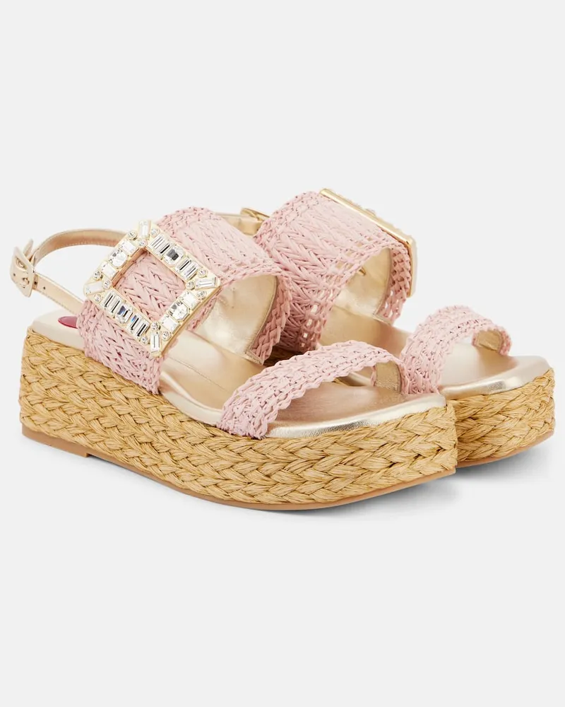 Roger Vivier Plateausandalen Espa 60 aus Raffiabast Pink