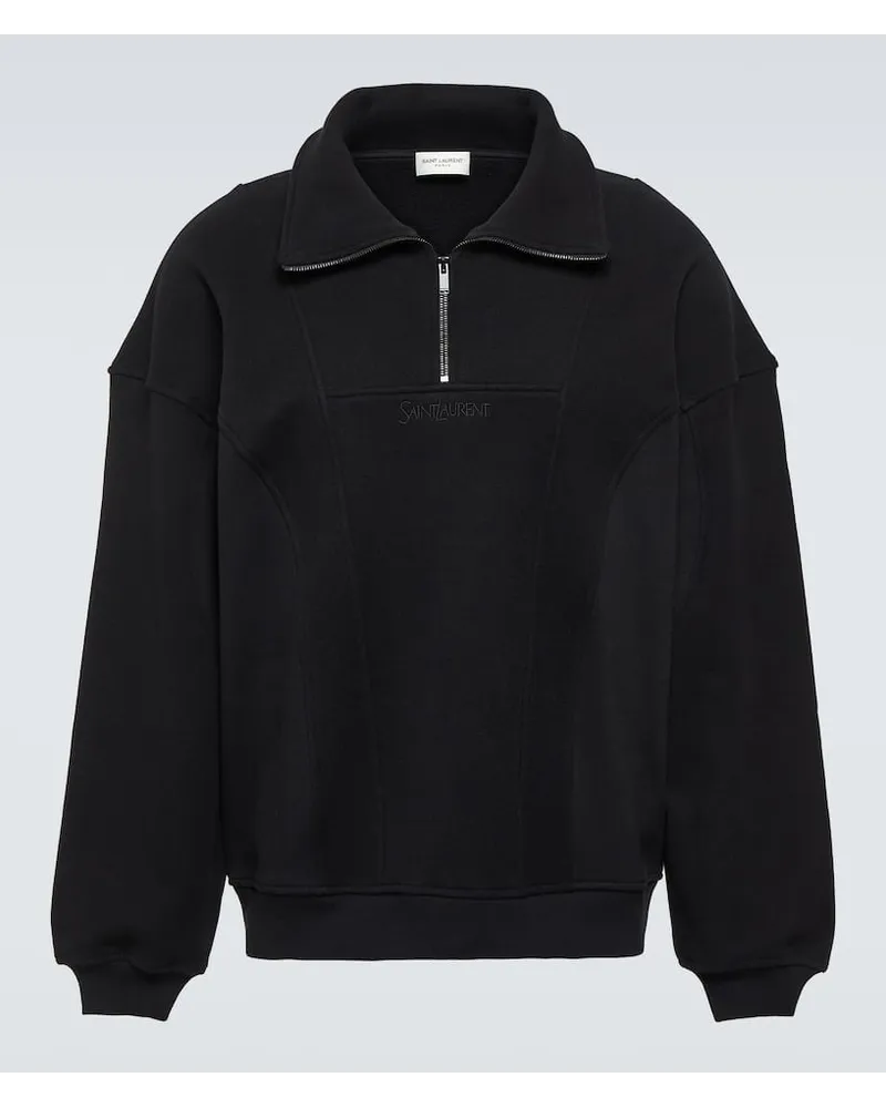 Saint Laurent Sweatshirt aus Baumwoll-Fleece Schwarz