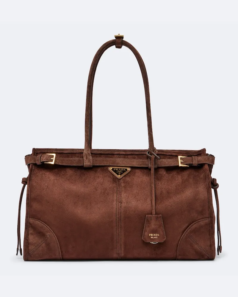 Prada Tote Bag Prada Bonnie Large aus Veloursleder Braun