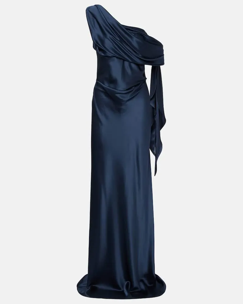 The Sei One-Shoulder-Robe aus Seiden-Charmeuse Blau