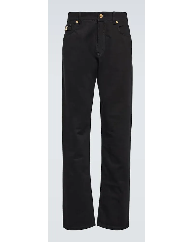 Versace Verzierte Mid-Rise Straight Jeans Schwarz