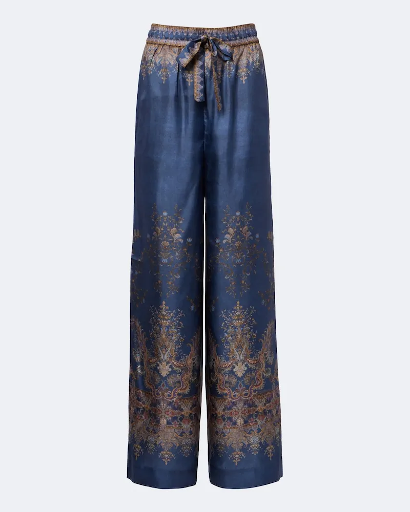 Zimmermann Weite Hose Valiant aus Seidensatin Blau