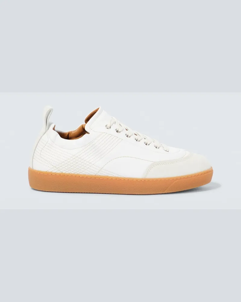 Dries van Noten Sneakers aus Leder mit Veloursleder Weiß