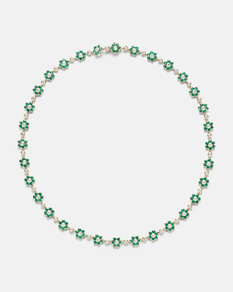 ANITA KO Choker Flora Small aus 18kt Gelbgold mit Diamanten und Smaragden Gold