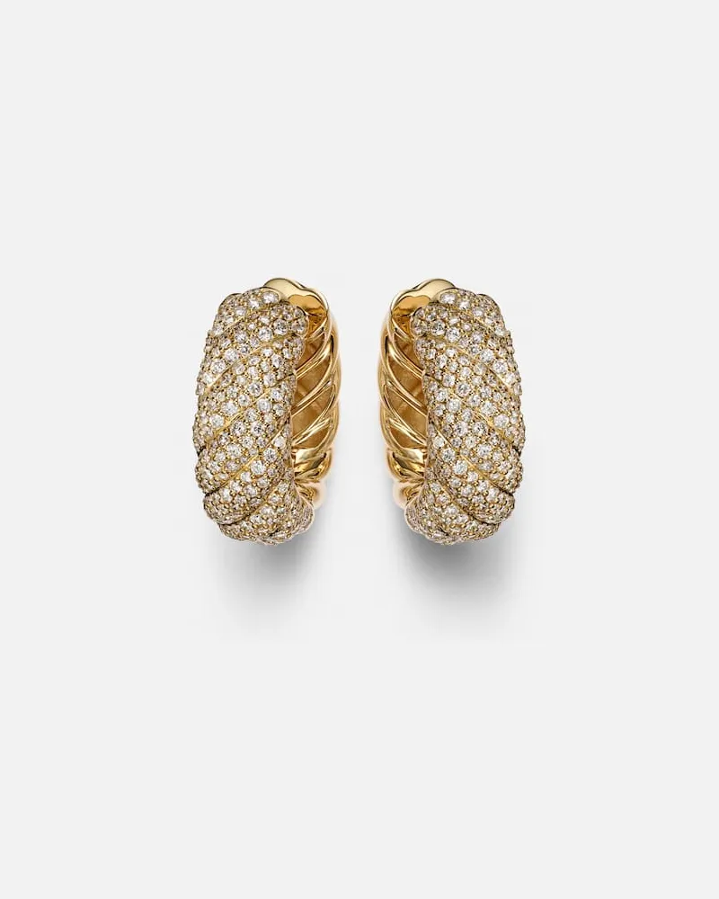 David Yurman Ohrringe Sculpted Cable aus 18kt Gelbgold mit Diamanten Gold