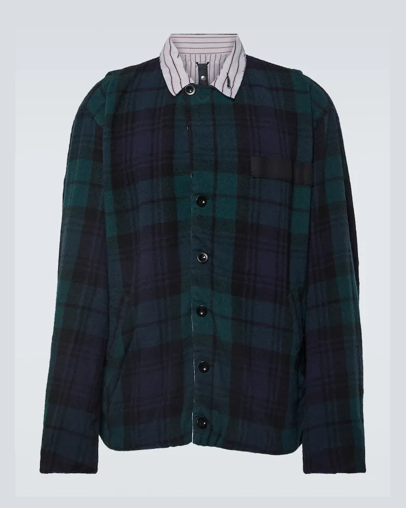 Sacai Wendbare Jacke aus Wolle Grün