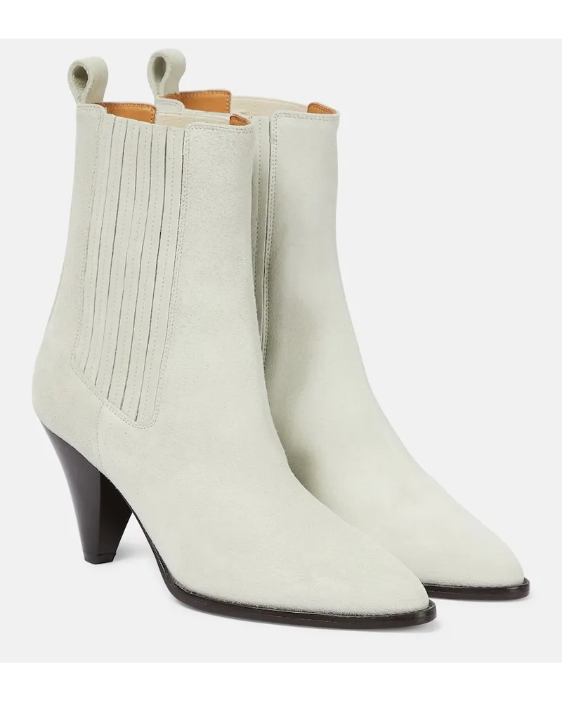 Isabel Marant Ankle Boots Reliane aus Veloursleder Weiss