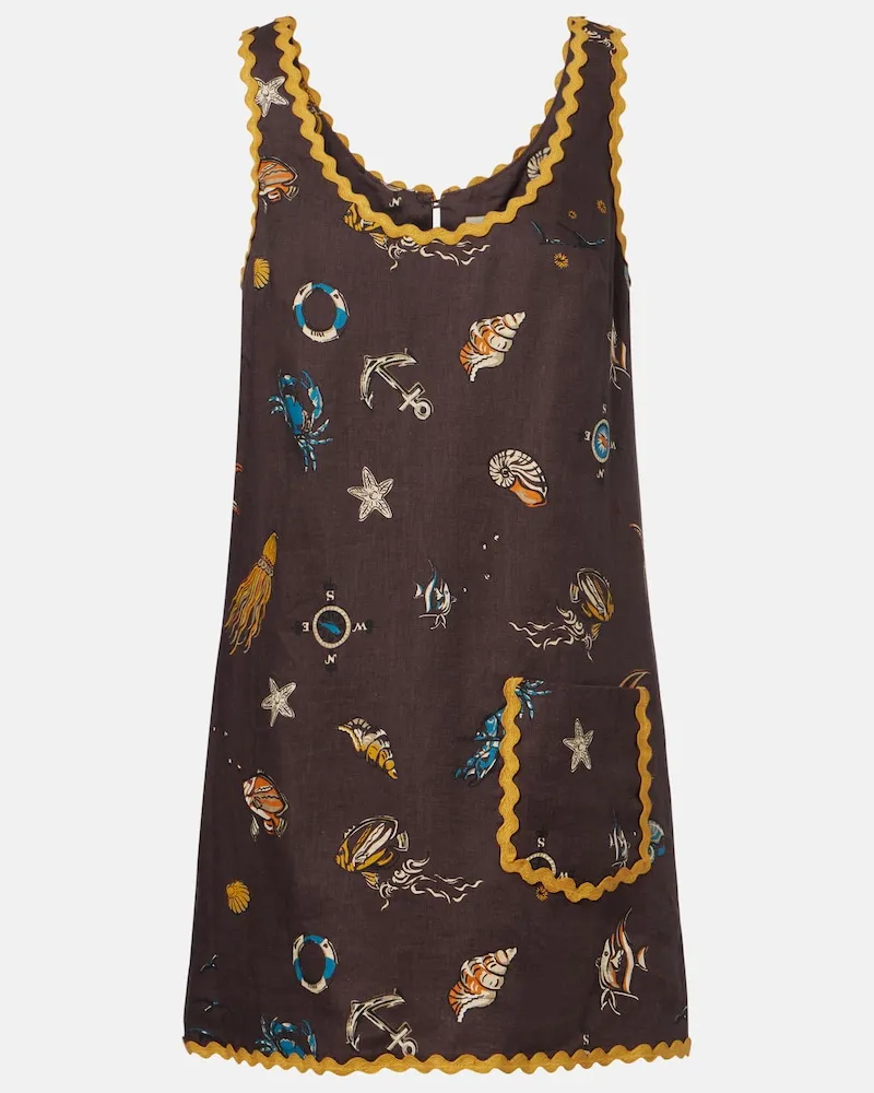 ALEMAIS Alémais Minikleid aus Leinen Braun